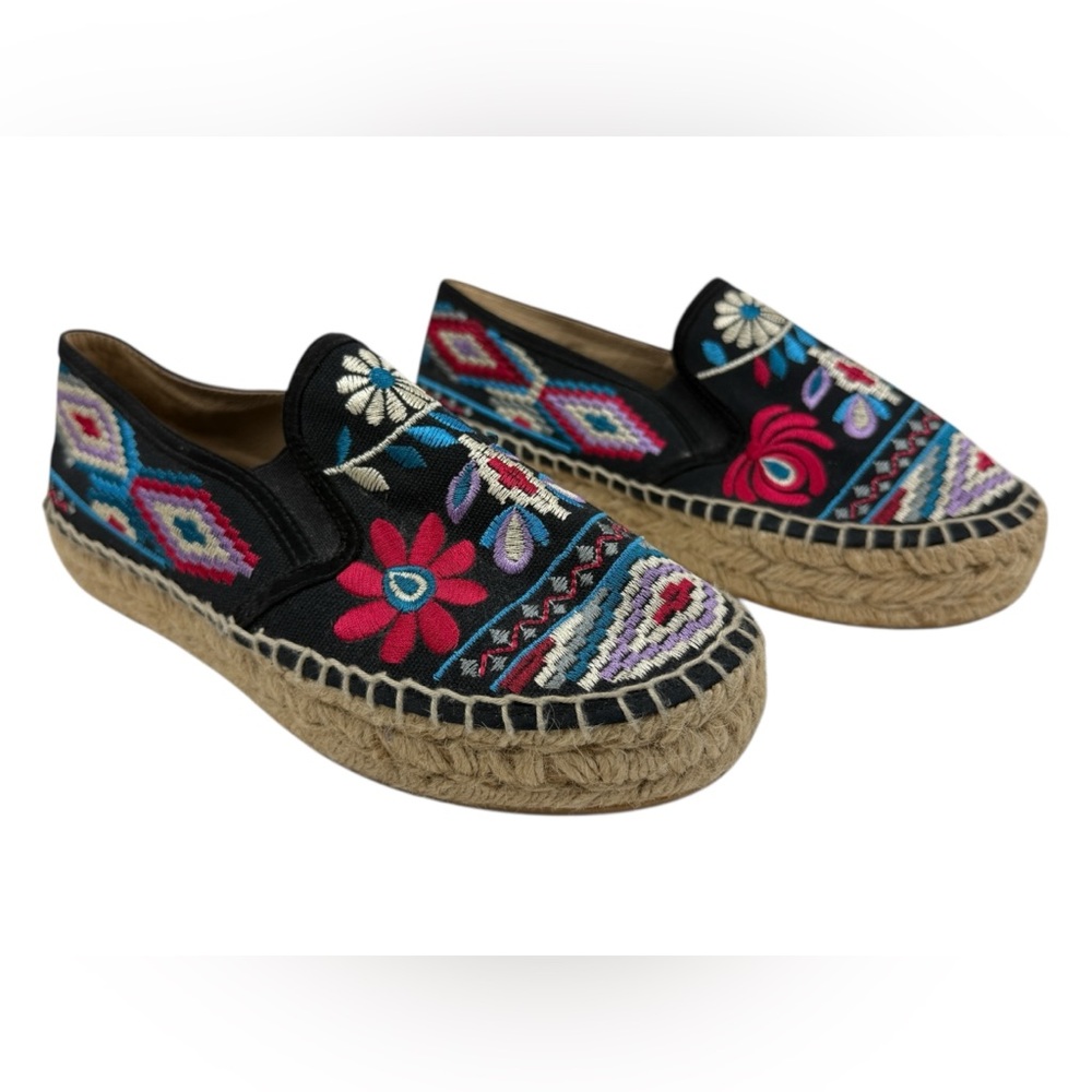 Johnny Was Wm Sz US 7.5 EU 38 Embroidered l Madrid Espadrille Bohemian Shoes
